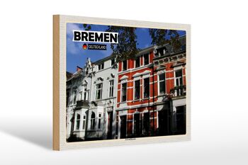 Panneau en bois villes Brême Allemagne Schwachhausen 30x20cm 1