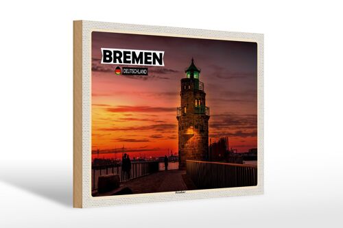 Holzschild Städte Bremen Deutschland Molenfeuer 30x20cm