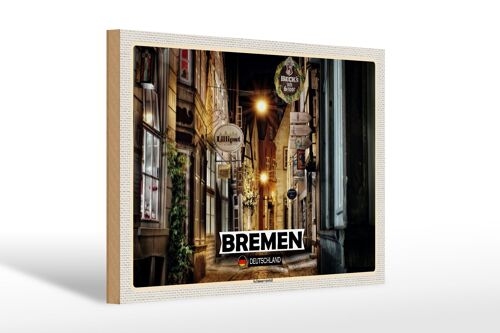 Holzschild Städte Bremen Deutschland Schnoorviertel 30x20cm