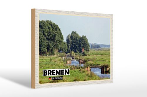 Holzschild Städte Bremen Deutschland Blockland 30x20cm