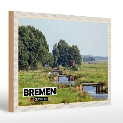 Cartel de madera ciudades Bremen Alemania Blockland 30x20cm