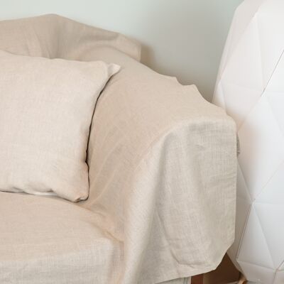 Stylish natural linen couch cover in Natural, 240x310 cm