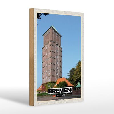 Cartello in legno città Brema Germania Walle city 30x20cm