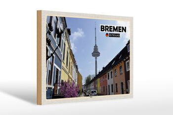 Panneau en bois villes de Brême Allemagne Wallanlagen 30x20cm 1