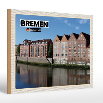 Cartel de madera ciudades Bremen Alemania Neustadt 30x20cm