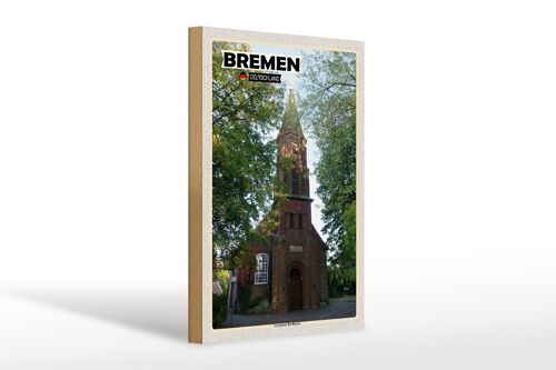 Holzschild Städte Bremen Grambiker Dorfkirche 20x30cm