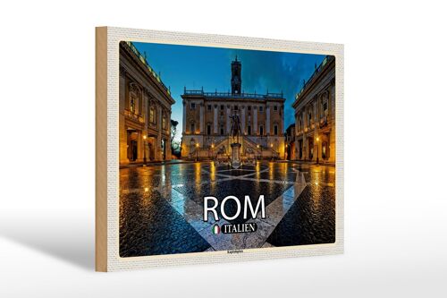 Holzschild Reise Rom Italien Kapitolsplatz 30x20cm