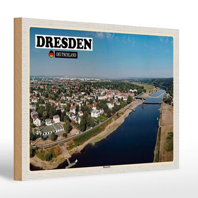 Cartello in legno città Dresda Germania Blasewitz 30x20cm