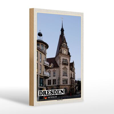 Cartello in legno città Dresda Germania municipio Plauen 20x30cm