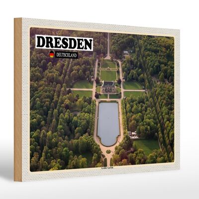 Cartel de madera ciudades Dresde Alemania gran jardín 30x20cm