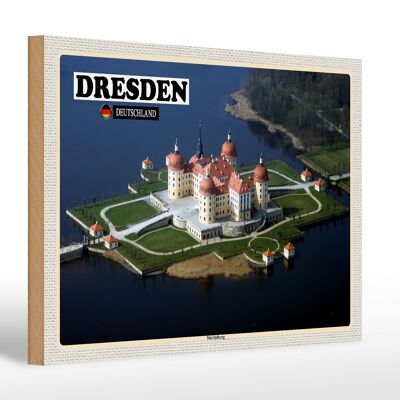 Cartel de madera ciudades Dresde Alemania Moritzburg 30x20cm