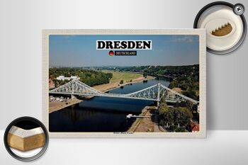 Panneau en bois villes Pont de Dresde Blue Wonder 30x20cm 2
