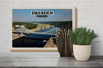 Panneau en bois villes Pont de Dresde Blue Wonder 30x20cm 3