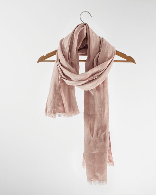 Pale Pink Linen Scarf & Wrap With Tassels, 70x190 cm