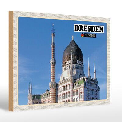 Holzschild Städte Dresden Deutschland Yenizde 30x20cm