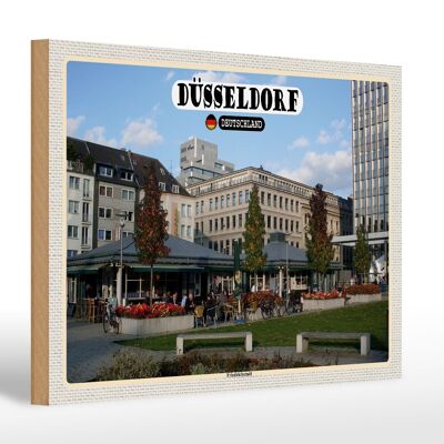 Cartello in legno città Düsseldorf Friedrichstadt Park 30x20 cm