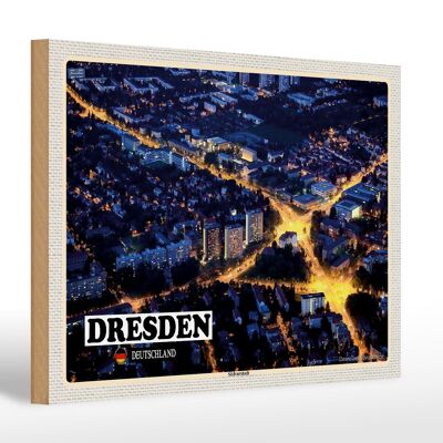 Cartel de madera ciudades Dresden Alemania Südvorstadt 30x20cm