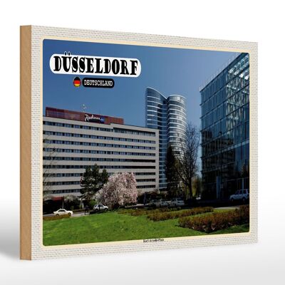 Cartel de madera ciudades Düsseldorf Karl-Arnold-Platz 30x20cm