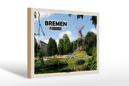 Holzschild Städte Bremen Deutschland Überseestadt 30x20cm