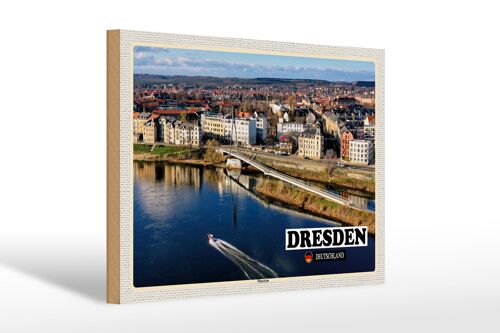 Holzschild Städte Dresden Deutschland Pieschen 30x20cm