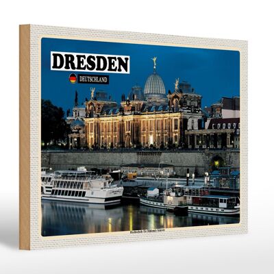 Cartello in legno città Università di Belle Arti di Dresda 30x20 cm