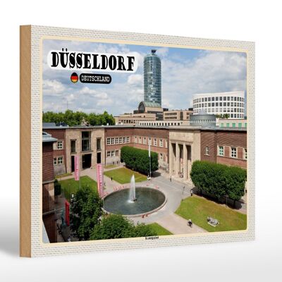Cartel de madera ciudades Düsseldorf Königsallee Old Town 30x20cm