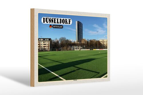 Holzschild Städte Düsseldorf Düsseltal Fußballplatz 30x20cm