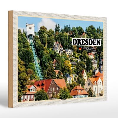 Cartel de madera ciudades Dresde Alemania Loschwitz 30x20cm