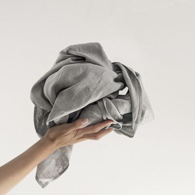 Sciarpa in lino grigio chiaro, 44x140 cm