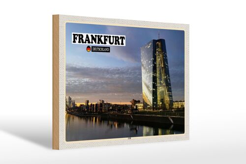 Holzschild Städte Frankfurt Deutschland EZB Neubau 30x20cm