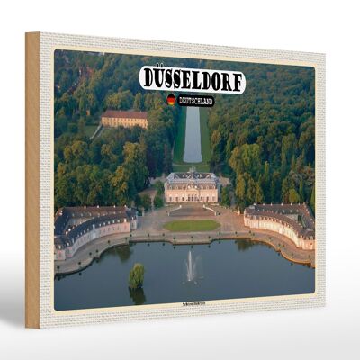 Cartel de madera ciudades Düsseldorf Castillo Benrath 30x20cm