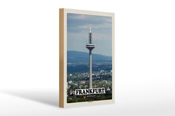 Panneau en bois villes Francfort vue tour européenne 30x20cm 1