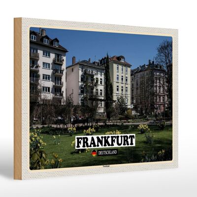 Cartel de madera ciudades Frankfurt Nordend Park 30x20cm