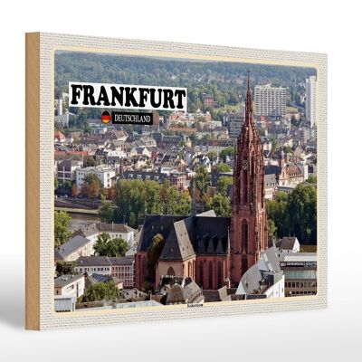 Cartello in legno città Francoforte Kaiserdom 30x20 cm regalo