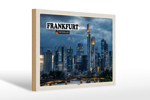 Holzschild Städte Frankfurt Skyline Wolkenkratzer 30x20cm