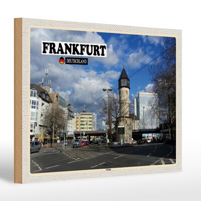 Letrero de madera ciudades Frankfurt Gallus casco antiguo 30x20cm regalo