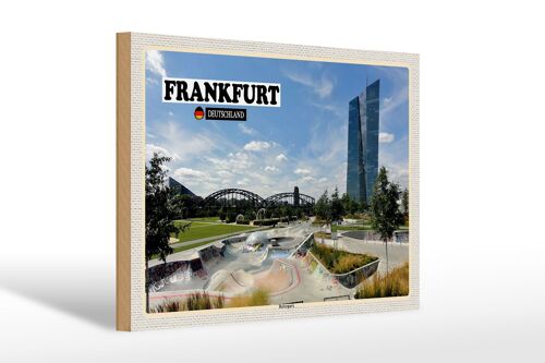 Holzschild Städte Frankfurt Hafenpark Skaterpark 30x20cm
