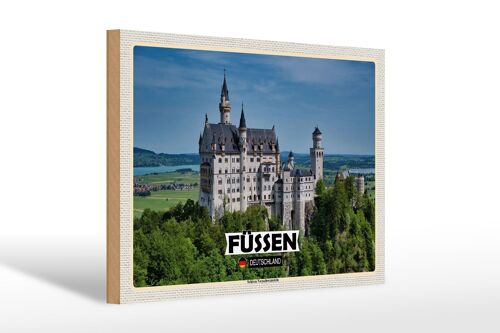 Holzschild Städte Füssen Schloss Neuschwanstein 30x20cm