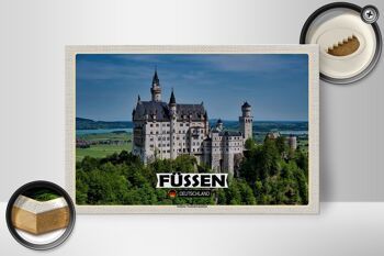 Panneau en bois villes Füssen Château de Neuschwanstein 30x20cm 2