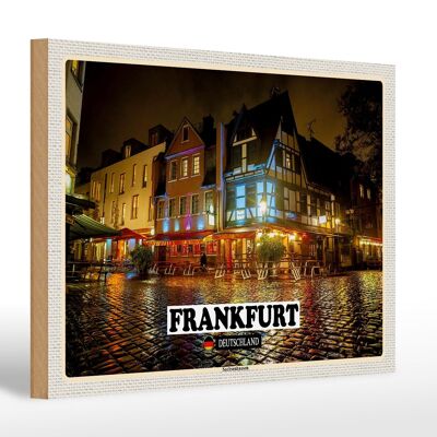 Cartel de madera ciudades Frankfurt Sachsenhausen Restaurante 30x20cm