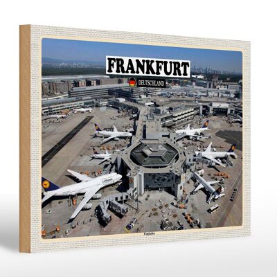 Cartel de madera ciudades Aeropuerto de Frankfurt 30x20cm