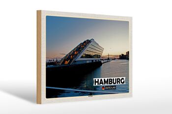 Panneau en bois villes Hambourg Dockland architecture 30x20cm 1
