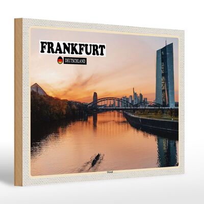 Letrero de madera ciudades Frankfurt Ostende Rin nuevo edificio 30x20cm