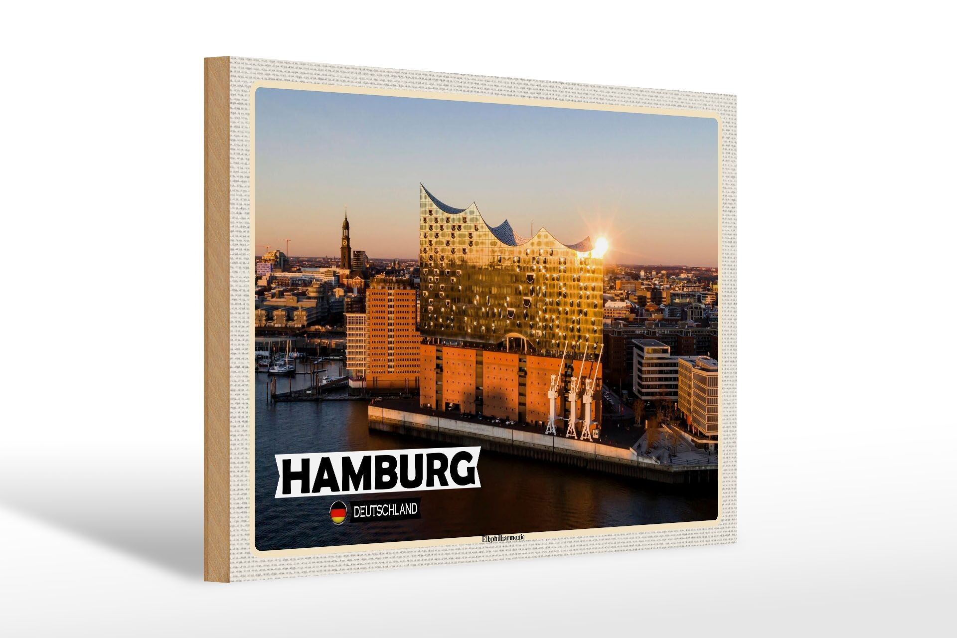 Cartel de madera ciudades Hamburgo Filarmónica del Elba 30x20cm regalo