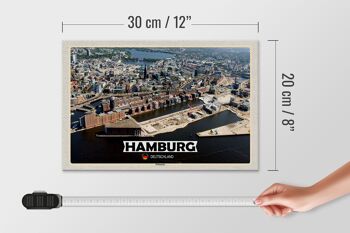 Panneau en bois villes Hambourg Hafencity 30x20cm cadeau 4
