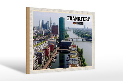 Holzschild Städte Frankfurt Westhafen 30x20cm Geschenk