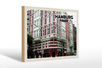 Panneau en bois villes Hambourg St. Georg vieille ville 30x20cm 1