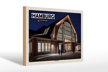 Panneau en bois villes Hambourg Deichtorhallen art 30x20cm 1
