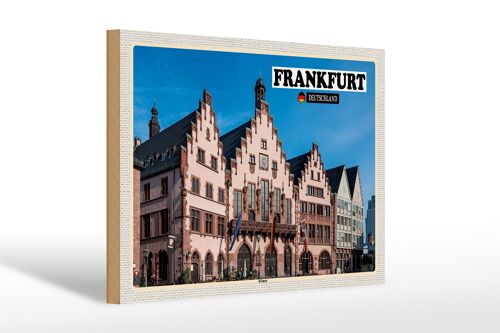 Holzschild Städte Frankfurt Römer Architektur 30x20cm