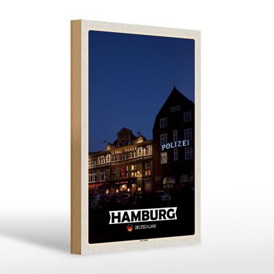 Cartel de madera ciudades Hamburgo St. Regalo Teatro Pauli 20x30cm